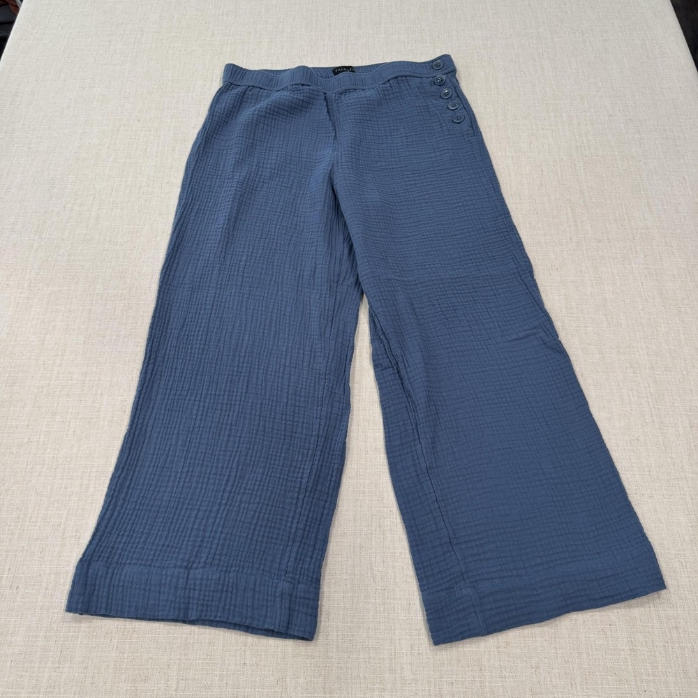 Talbots Airy Gauze Womens Pants Medium Cotton PullOn Elastic Waist Wide Leg Crop